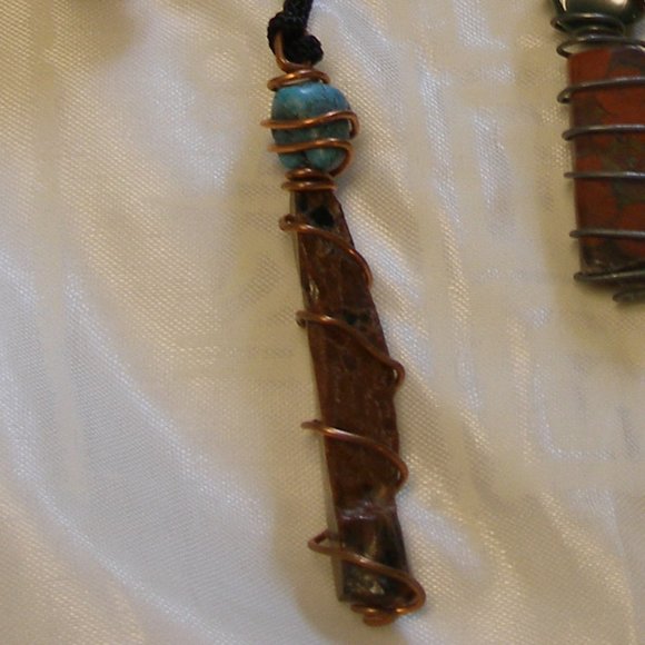 Mahogany Obsidian Needle Turquoise Copper Wire Wrap Adjustable Handcrafted Audi - Picture 4 of 12